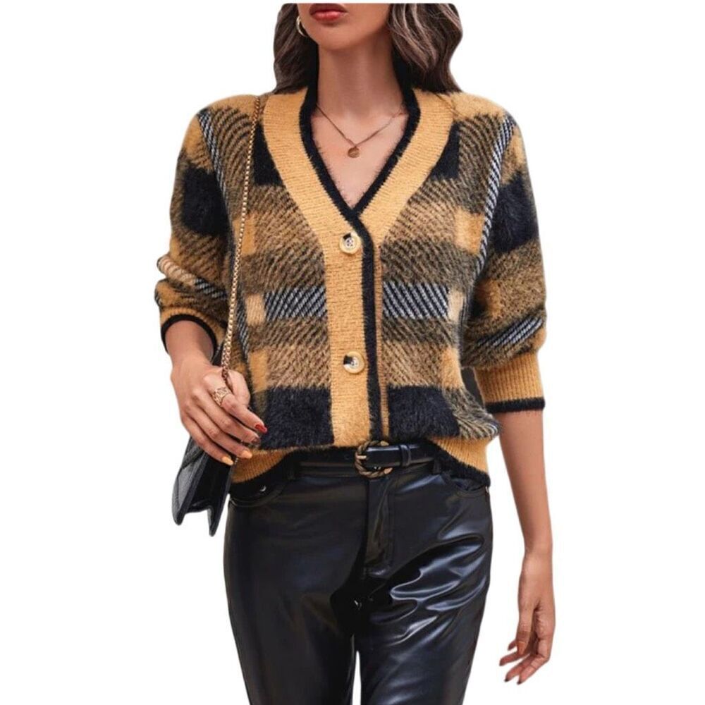 English Factory Checkered Cardigan Sz S